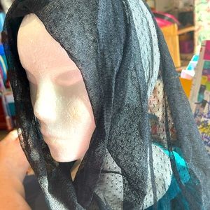 scarf raw hem LACE mesh sheer vintage